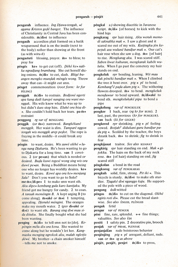 Javanese English Dictionary Horne 1974 1968 Hlm 441 463 P